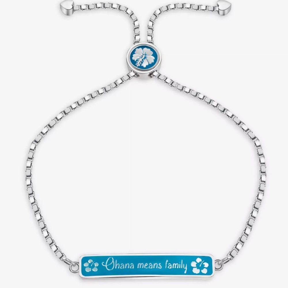 Disney Silver and Blue 'Ohana Means Family' Bracelet